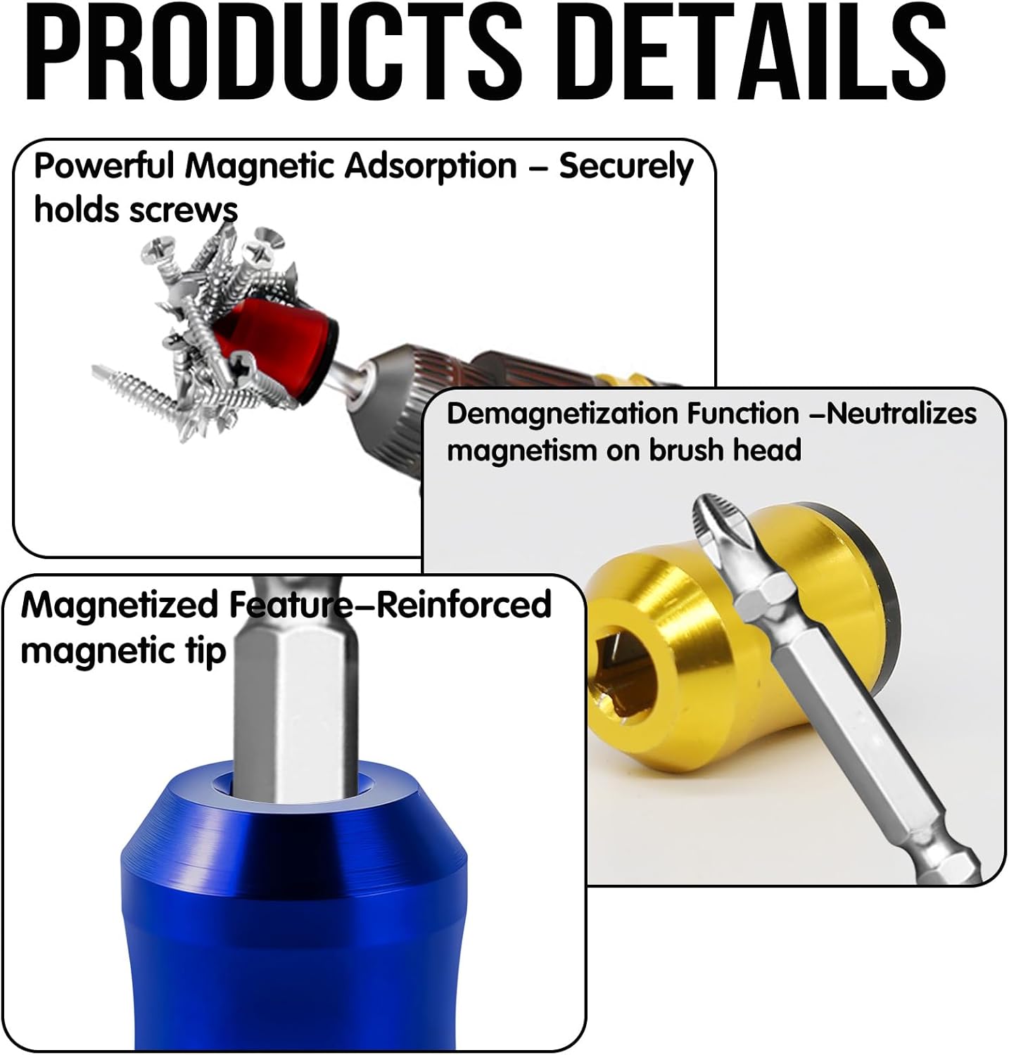 3Pcs Screwdriver Head Magnetic Ring, Screw Ring Set Removable