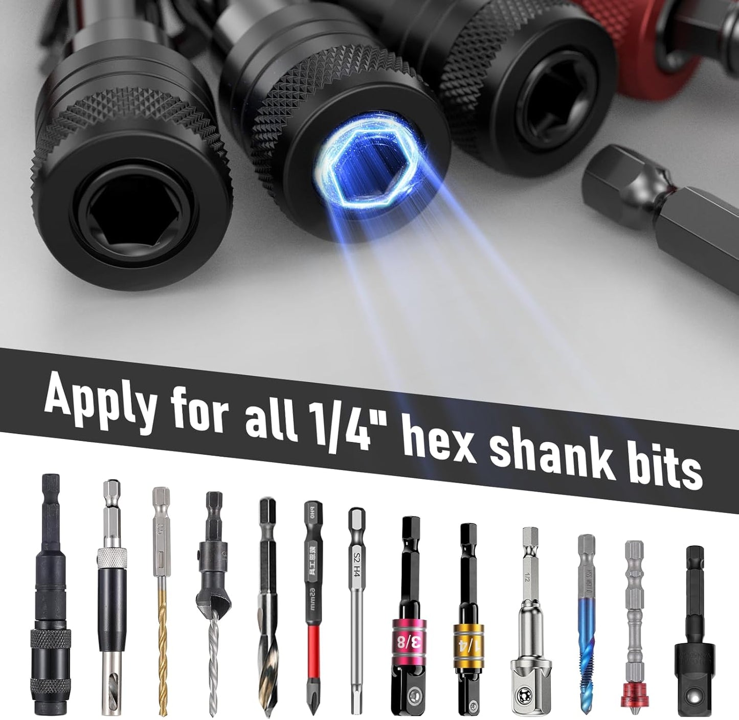Enhanced Non-Slip Bit Holder 6pcs, 1/4 Drill Bit Holder, Bit Holder
