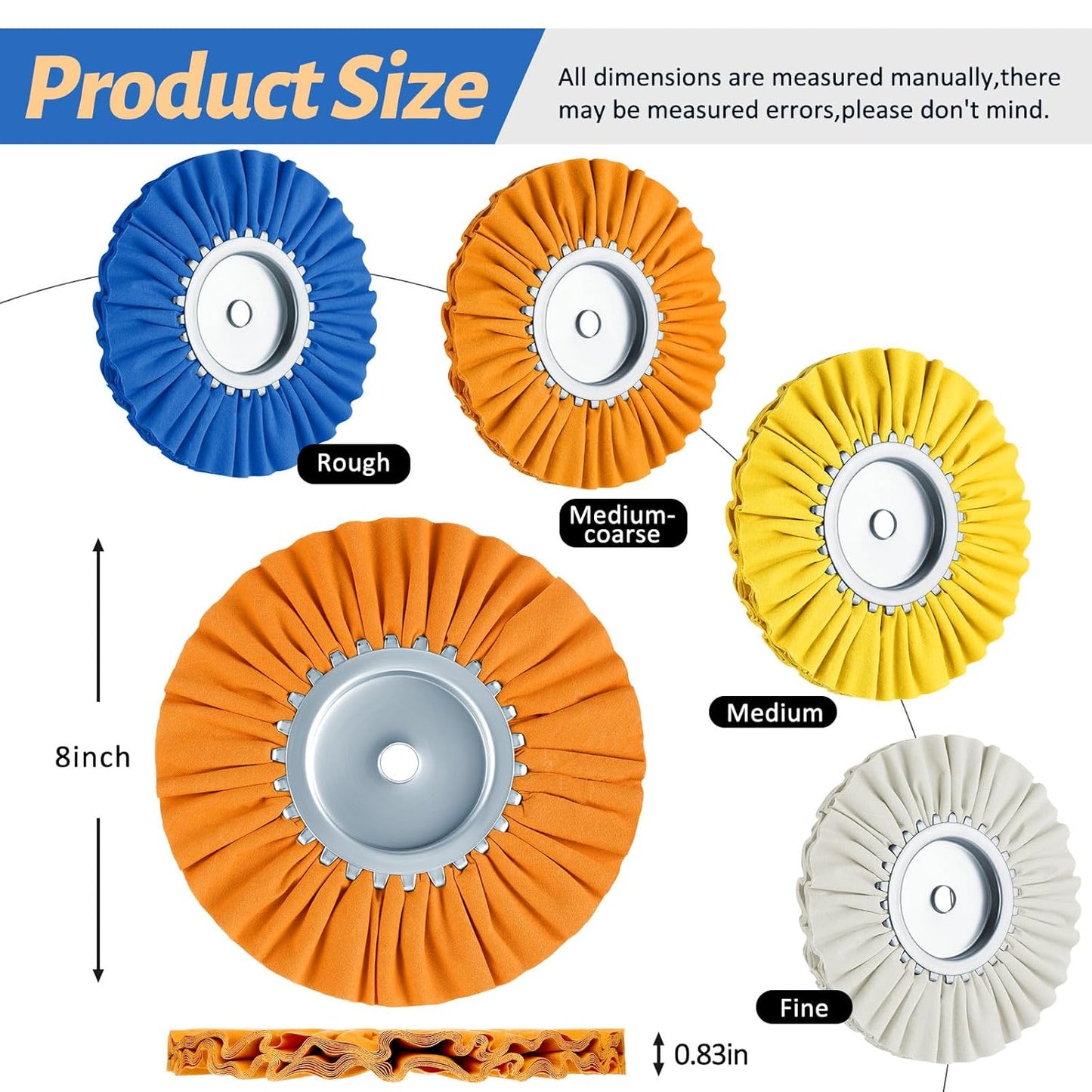 8 Inch Airway Buffing Wheels Aluminum Wheel Polishing Kit in Diameter 5/8 Arbor