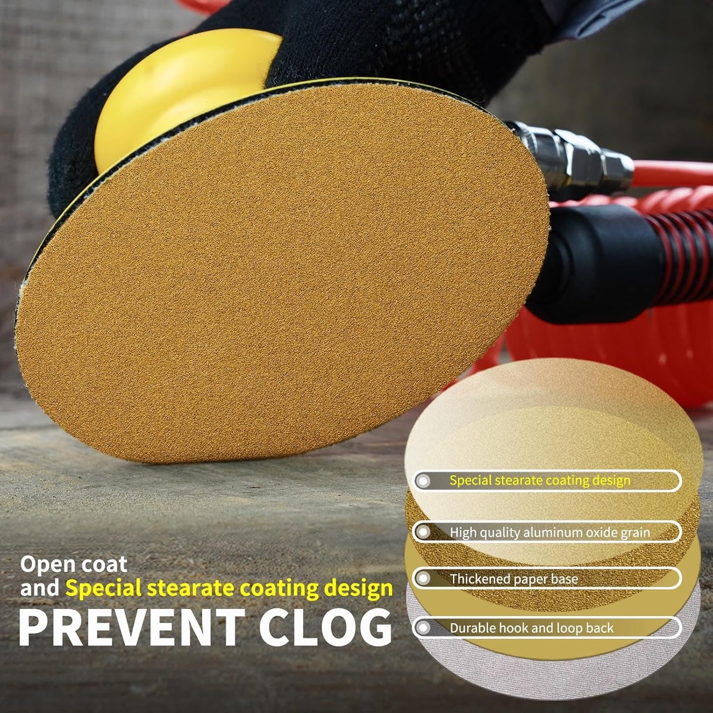 6 Inch Sanding Discs Hook and Loop No Hole, 320 Grit Sandpaper, Da Sandpaper