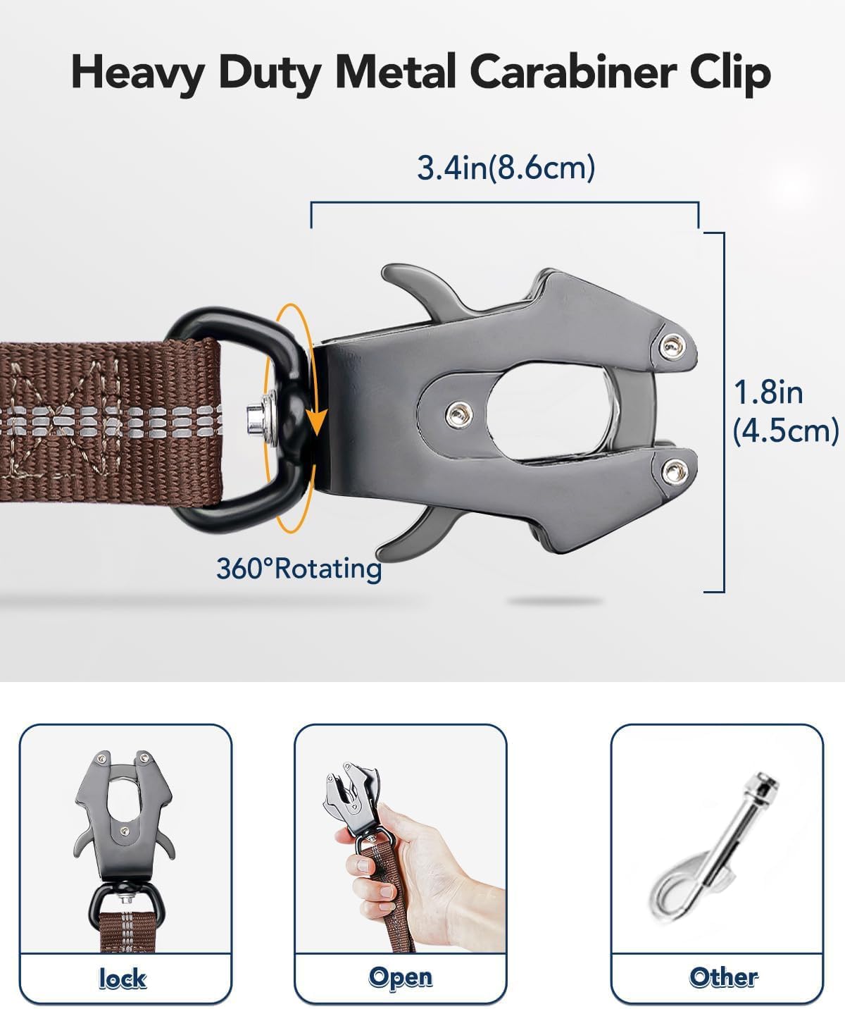 Tactical Dog Collar(17"-21") and Leash Set, Shock Absorbing Bungee Adjustable