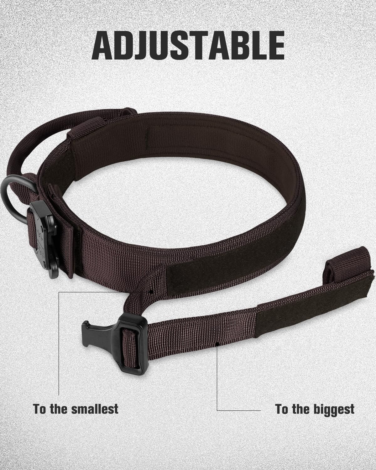Tactical Dog Collar(17"-21") and Leash Set, Shock Absorbing Bungee Adjustable