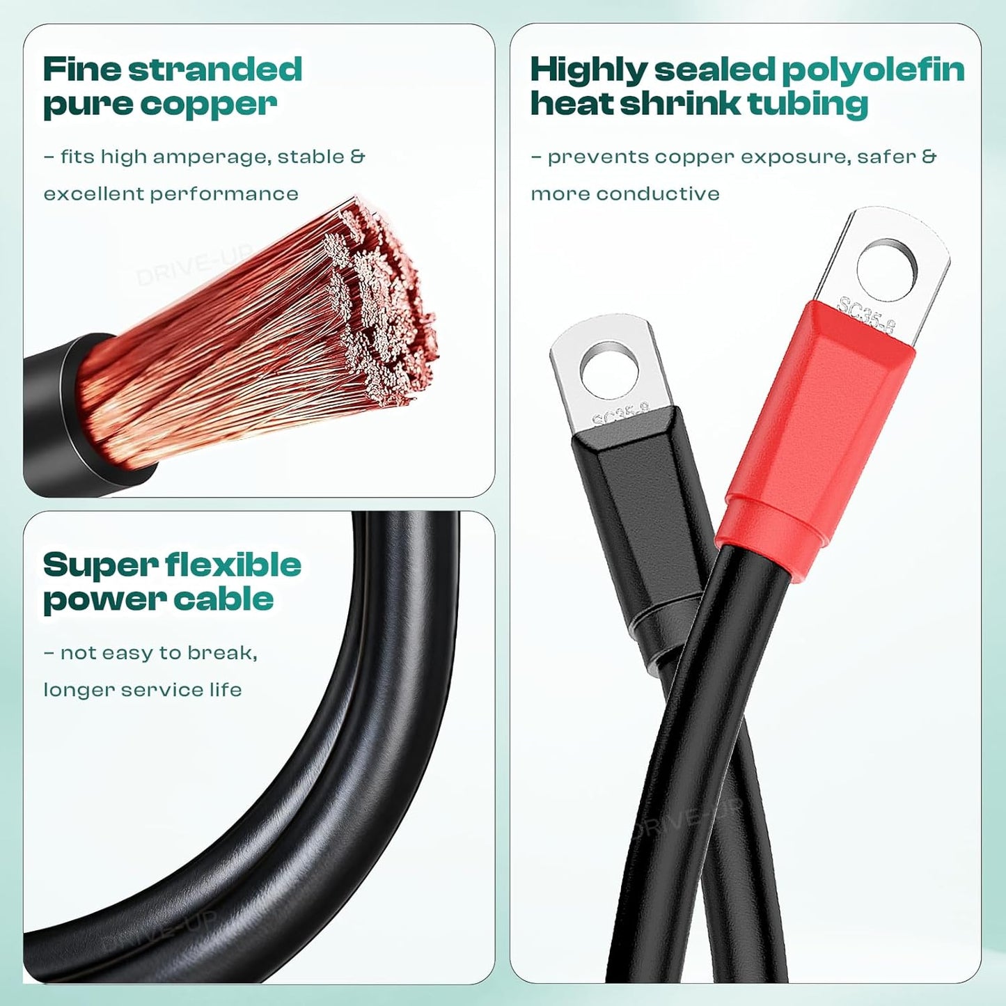 Golf Cart Battery Cables Set, 4 Guage for EZGO TXT/Medalist 1994