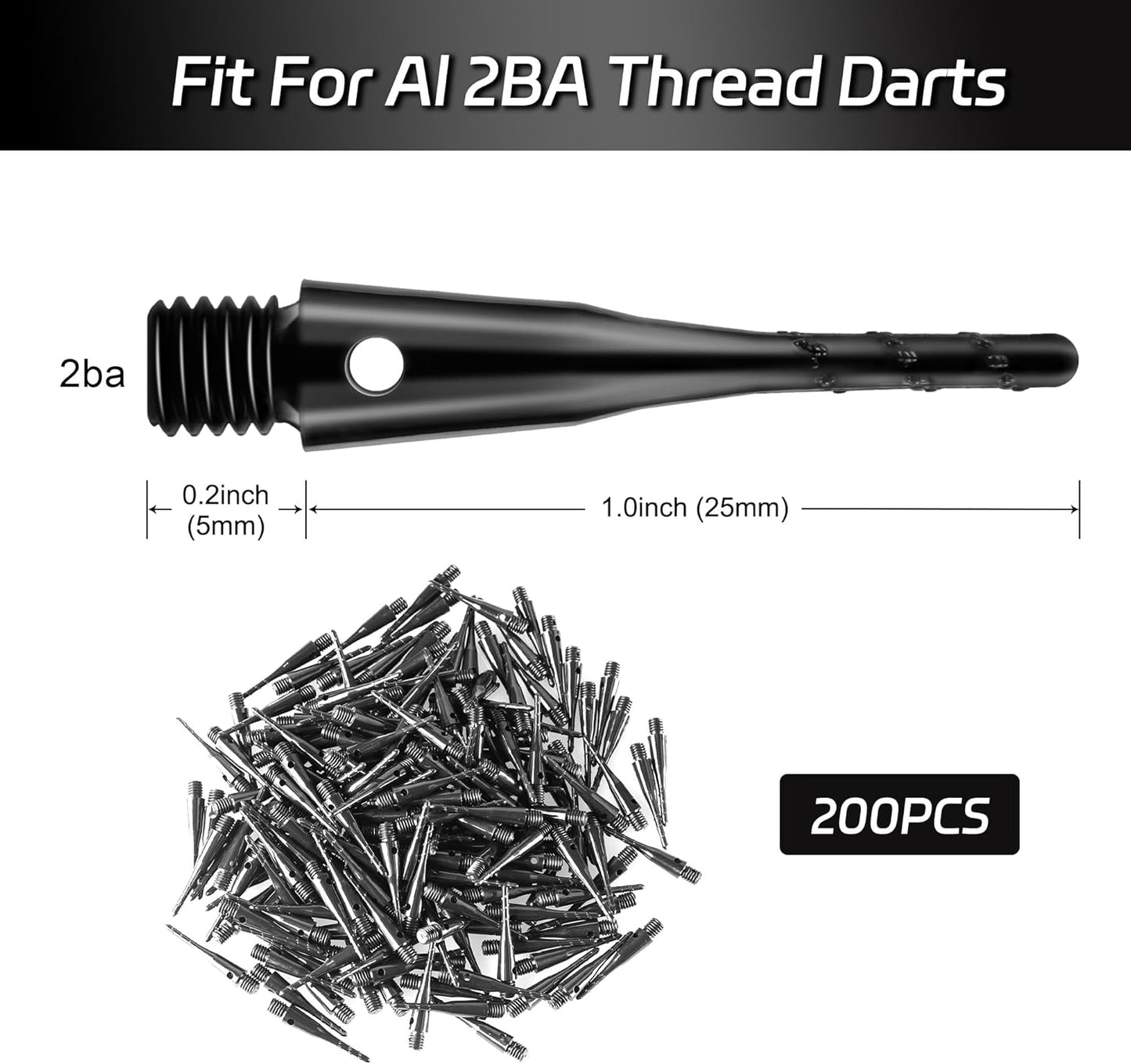 Darts Soft Tip,2BA Thread Tip Dart Point 200 Pack, Plastic Points, Sets, Accessory