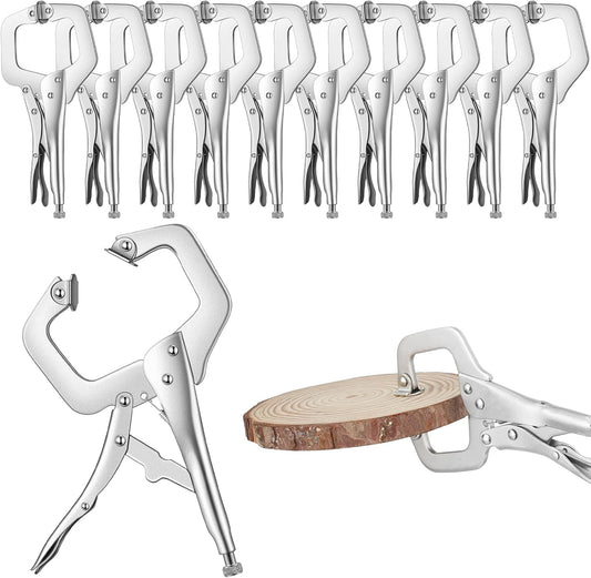 10 Pcs Locking C Clamp, Pliers Adjustable Welding Clamp with Regular Tip