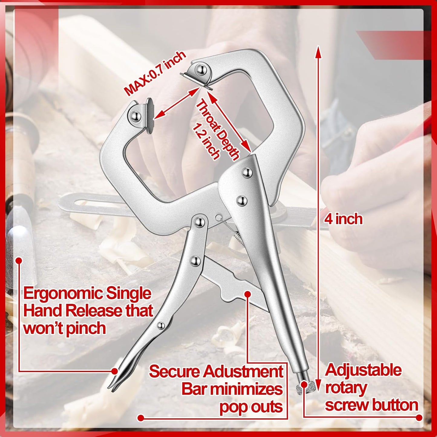 10 Pcs Locking C Clamp, Pliers Adjustable Welding Clamp with Regular Tip
