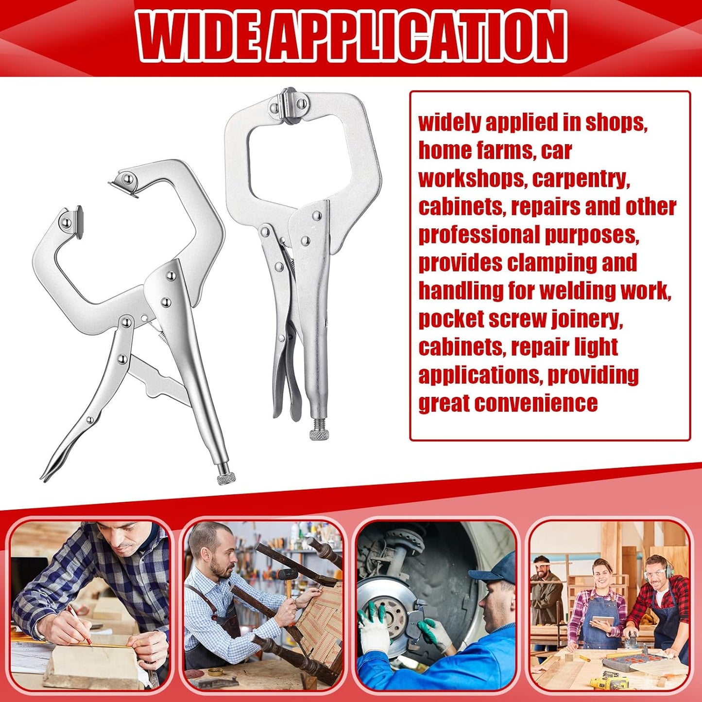 10 Pcs Locking C Clamp, Pliers Adjustable Welding Clamp with Regular Tip