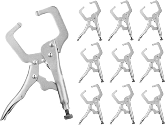 6 Pcs Inch Locking C Clamp Original Lock Regular Tips Plain adjustable Alloy