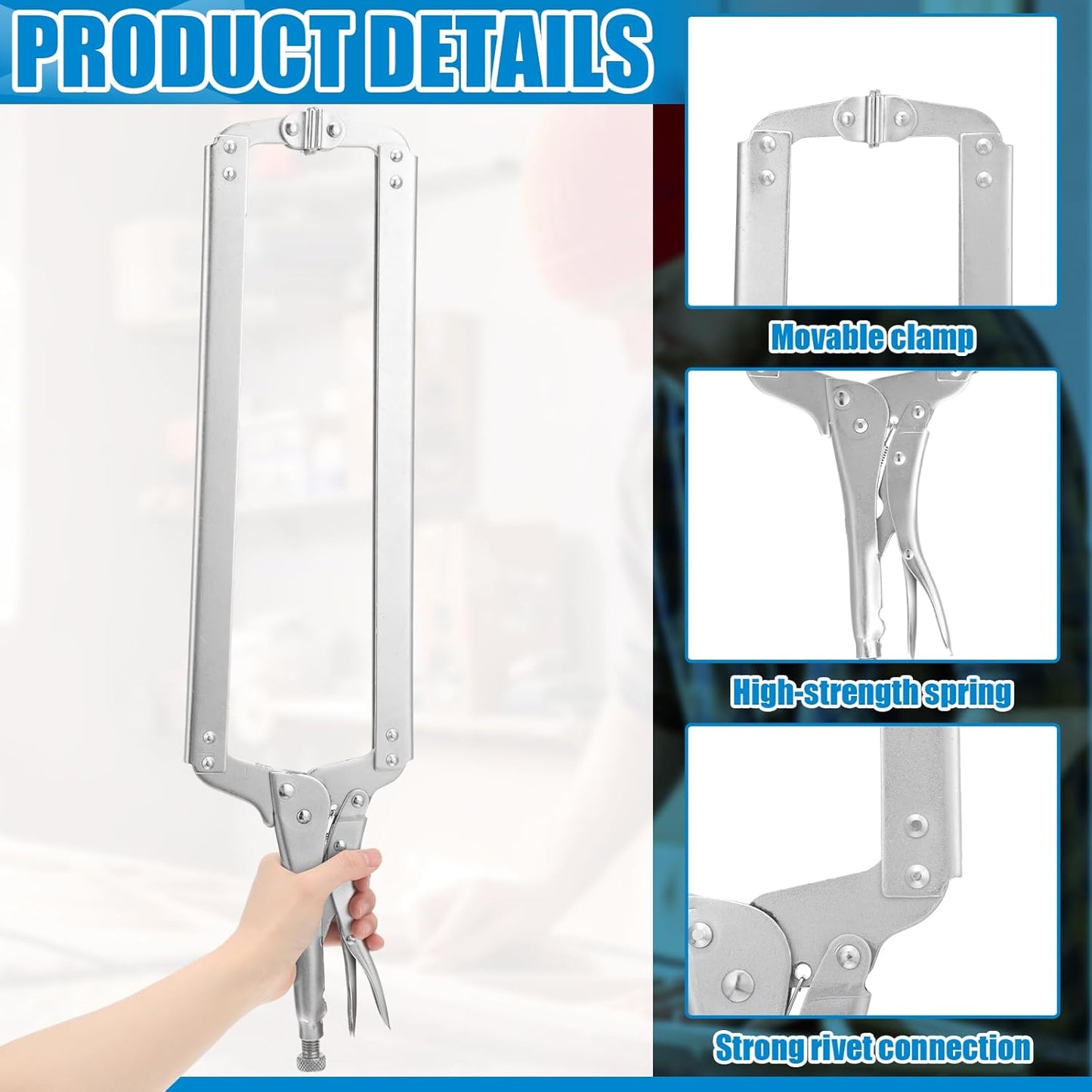 2 Pcs 24 Inch Locking C Clamp Large Opening Jaws Pliers Adjustable