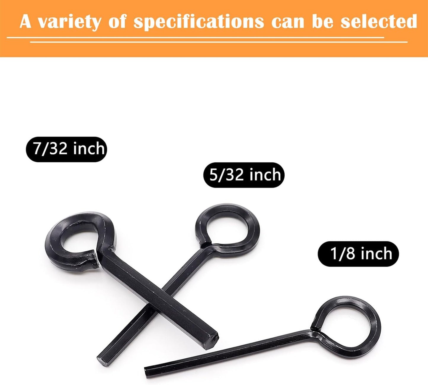 Schroevendraaiers - Socket keys - 12 pieces - Black - 7/32 inch - 5/32 inch - 1/8 inch - Standard hex - Metal hex socket key