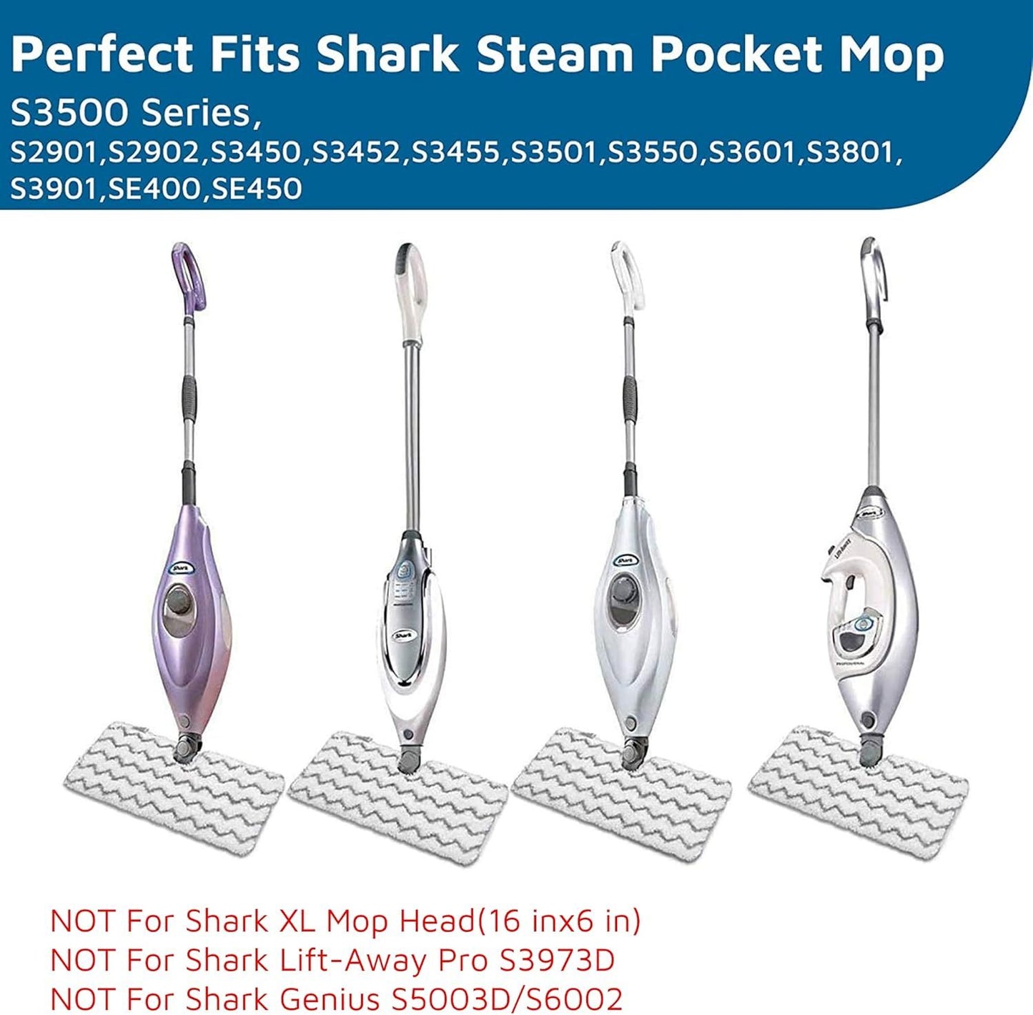 6 Pack Steam Mop Pad or Shark Steam Pocket Mops S3500 Series