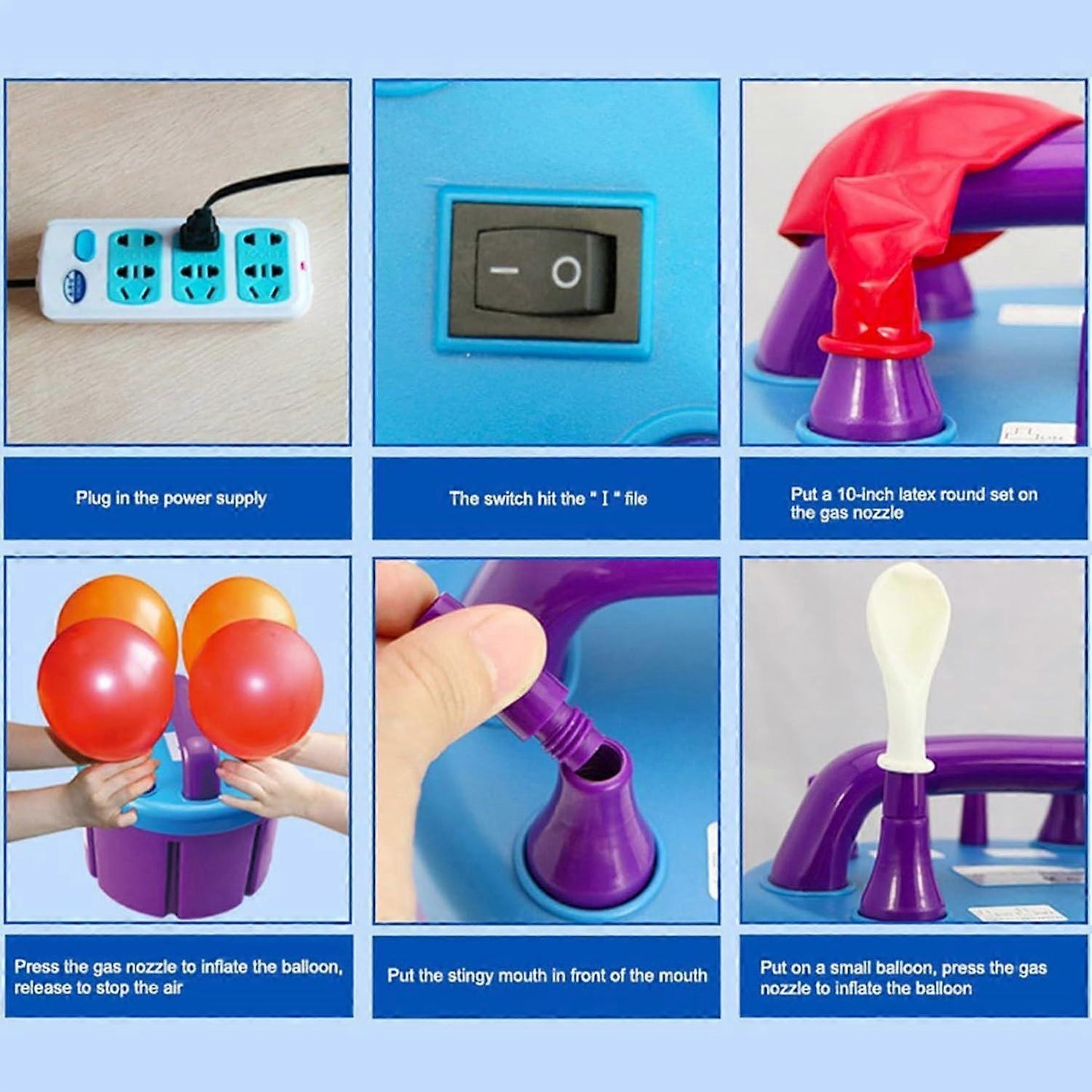Electric Balloon Pump 900W Portable Air Blower with 4 Nozzles for Decoration