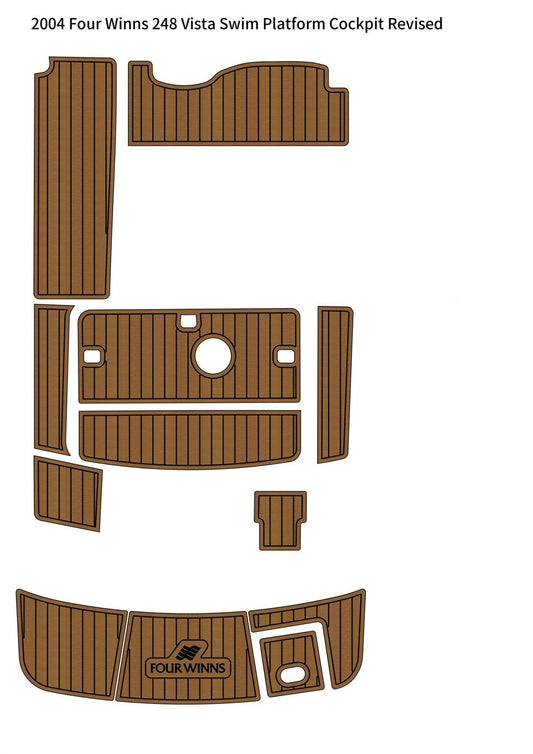 2004 Four Winns 248 Vista Swim Platform Cockpit Boat EVA Teak Deck Floor Pad Mat