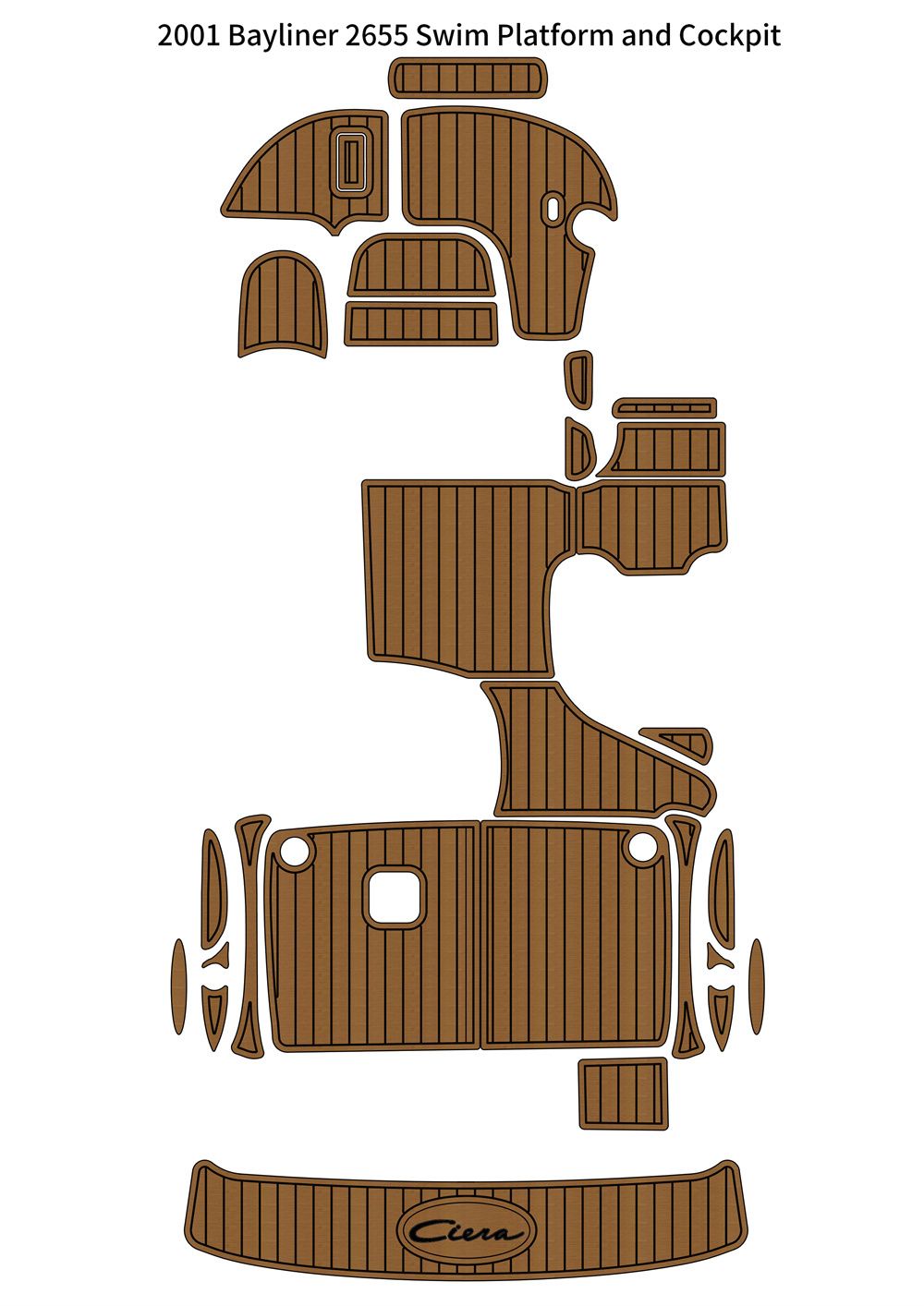 2001 Bayliner 2655 Swim Platform Cockpit Pad Boat EVA Foam Faux Teak Floor Mat