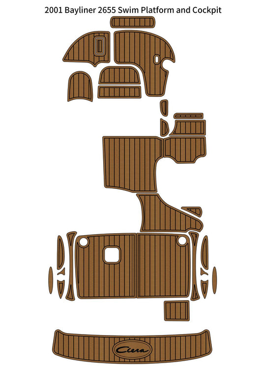 2001 Bayliner 2655 Swim Platform Cockpit Pad Boat EVA Foam Faux Teak Floor Mat