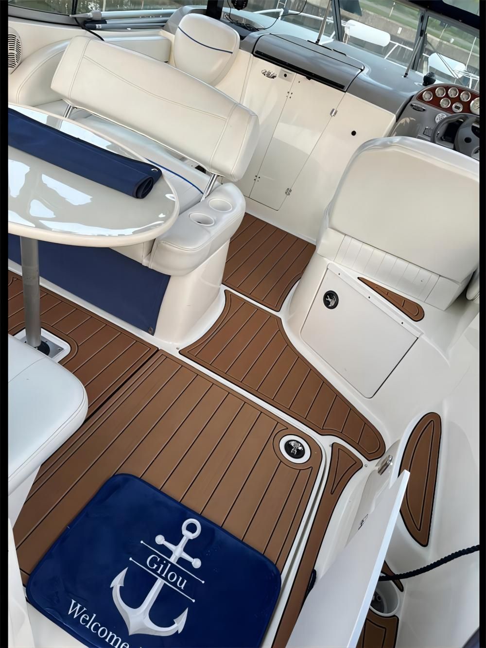 2001 Bayliner 2655 Swim Platform Cockpit Pad Boat EVA Foam Faux Teak Floor Mat