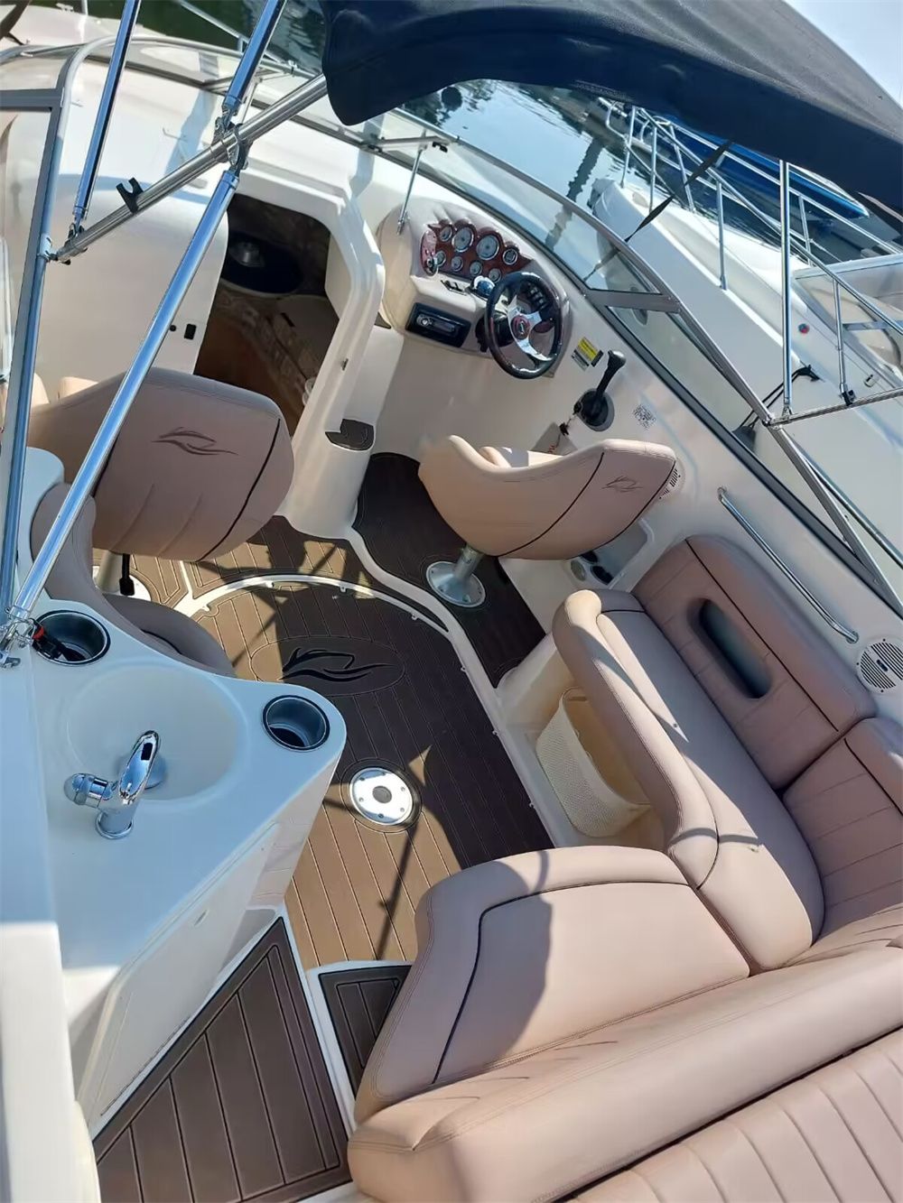 2004 Rinker 232 Swim Platform Cockpit Pad Boat EVA Foam Faux Teak Deck Floor