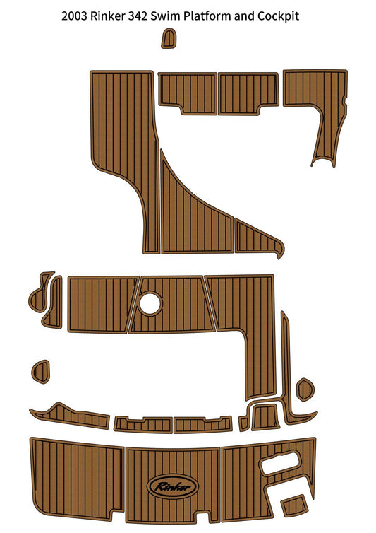 2003 Rinker 342 Swim Platform Cockpit Pad Boat EVA Foam Faux Teak Deck Floor