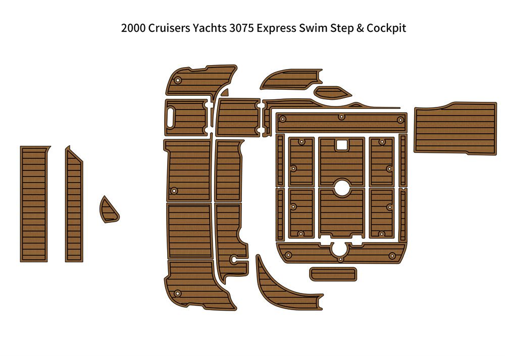 2000 Cruiser Yachts 3075 Express Swim Platform Cockpit Pad Boat EVA Teak Floor