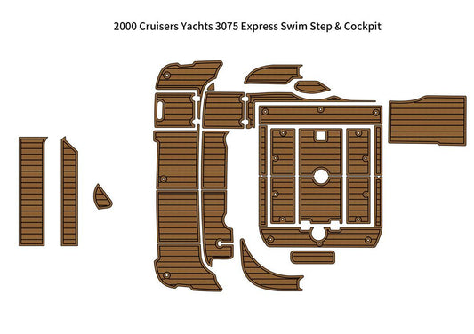 2000 Cruiser Yachts 3075 Express Swim Platform Cockpit Pad Boat EVA Teak Floor