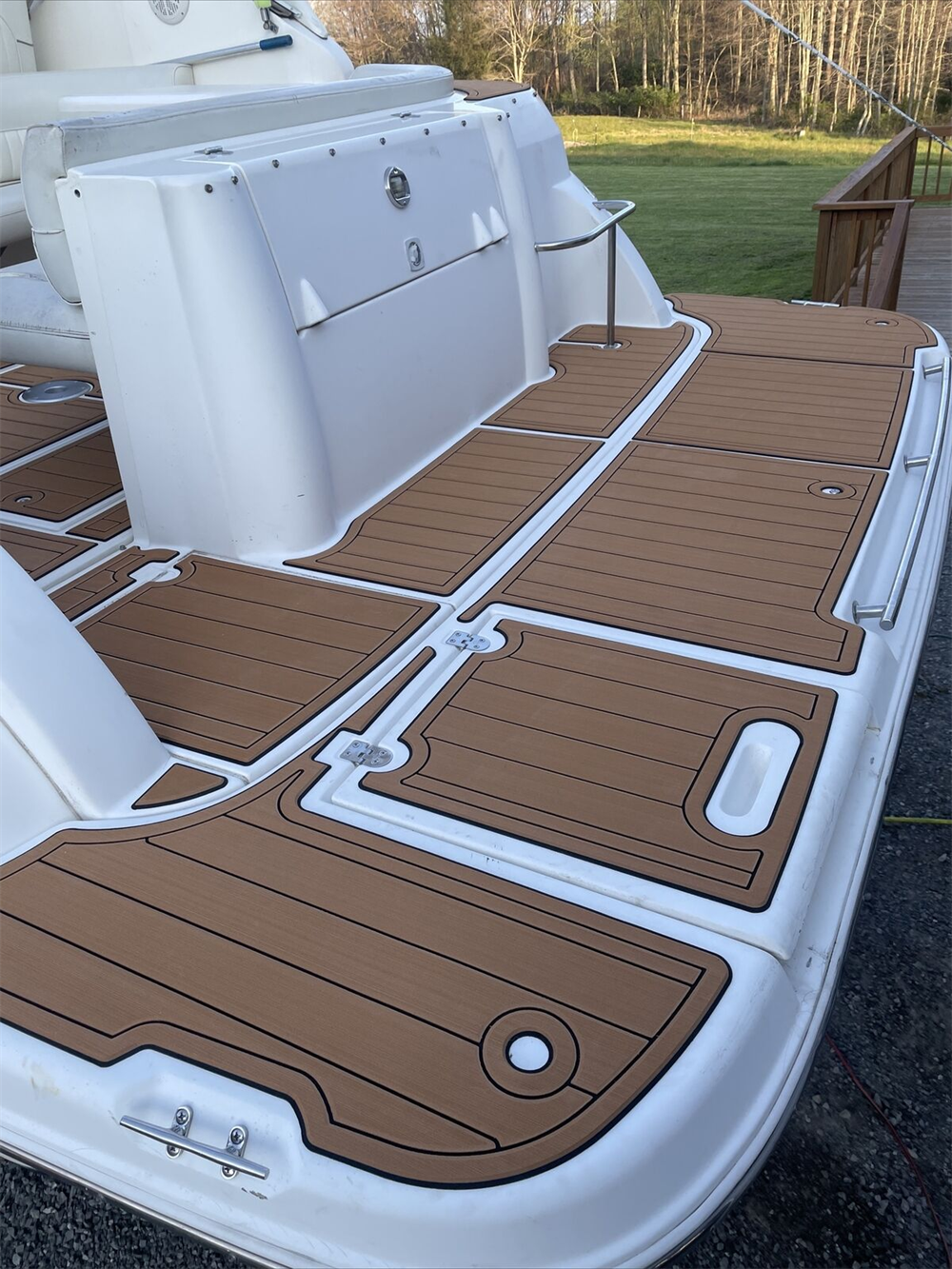 2000 Cruiser Yachts 3075 Express Swim Platform Cockpit Pad Boat EVA Teak Floor