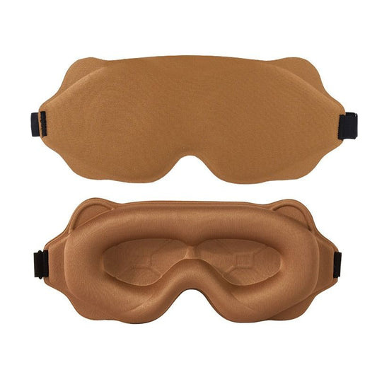 3D Contoured Sleep Mask, Breathable Fabric with Adjustable Strap, Light-Blocking Eye Mask for Sleeping, Napping, and Travel - Brown