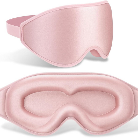 3D Deep Contoured Memory Foam Sleep Eye Mask, Full Light Blocking, Breathable Eye Cover for Travel, Naps, and Nighttime Sleep—Pink