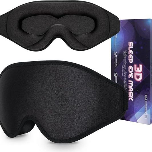 3D Deep Contoured Memory Foam Sleep Eye Mask, Full Light Blocking, Breathable Eye Cover for Travel, Naps, and Nighttime Sleep—Black