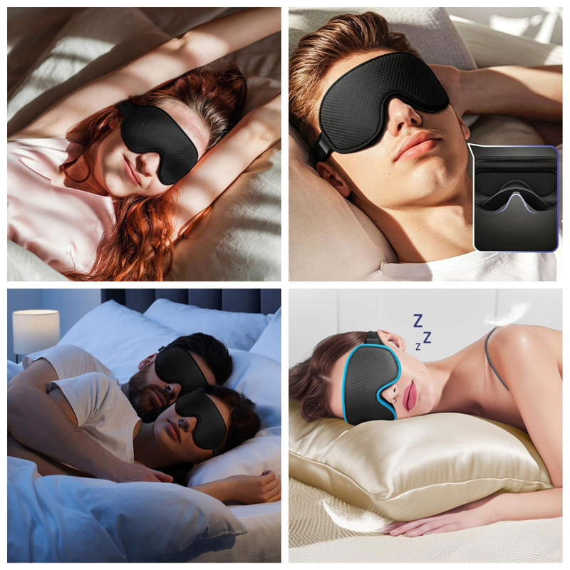 3D Contoured Memory Foam Sleep Eye Mask, Zero Pressure Breathable Mesh Eye Cover with Adjustable Strap for Travel, Naps, and Night Sleep - Green