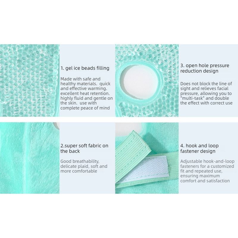 Gel Bead Hot & Cold Facial Mask & Eye Mask Set, Cooling Heating Pack for Face & Eye Relief—Blue