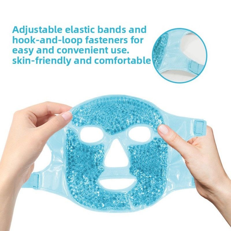 Gel Bead Hot & Cold Facial Mask & Eye Mask Set, Cooling Heating Pack for Face & Eye Relief—Blue