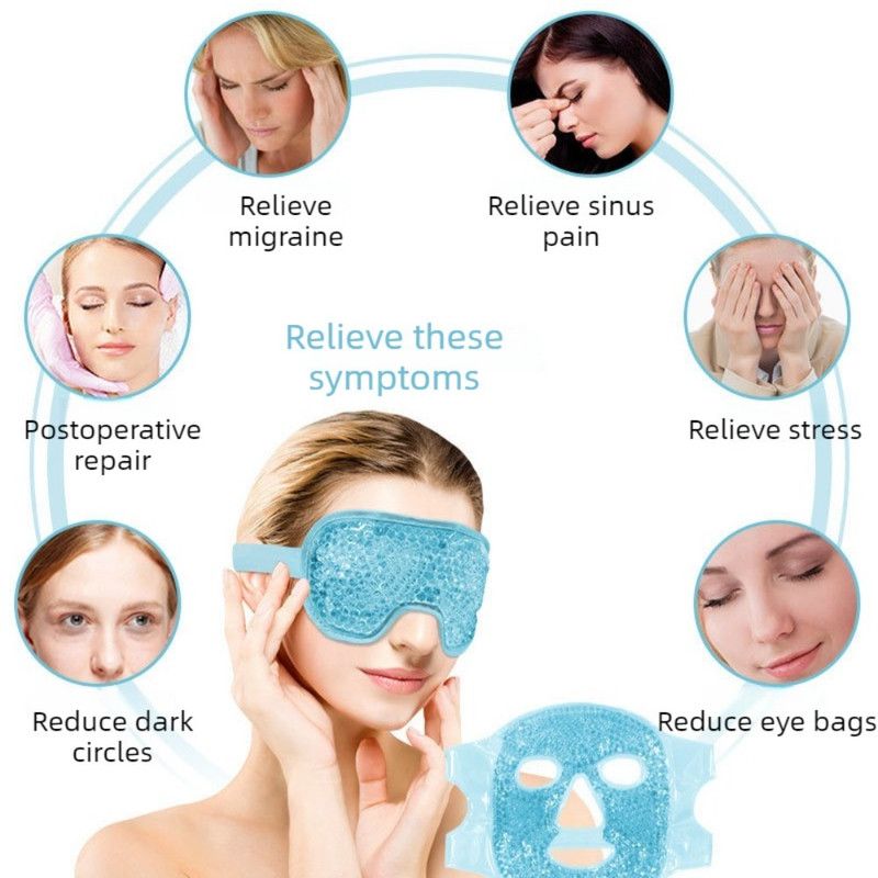 Gel Bead Hot & Cold Facial Mask & Eye Mask Set, Cooling and Heating Pack for Face and Eye Relief—Purple