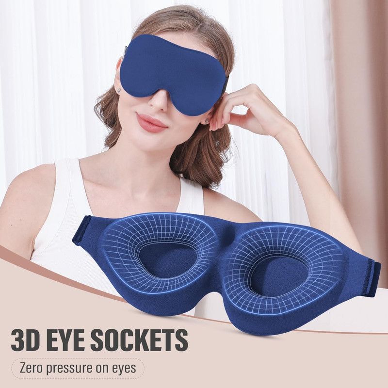3D Deepened Sleep Eye Mask, Integrated Nose Wing, Full Light-Blocking, Breathable Eye Cover for Naps and Travel—Black