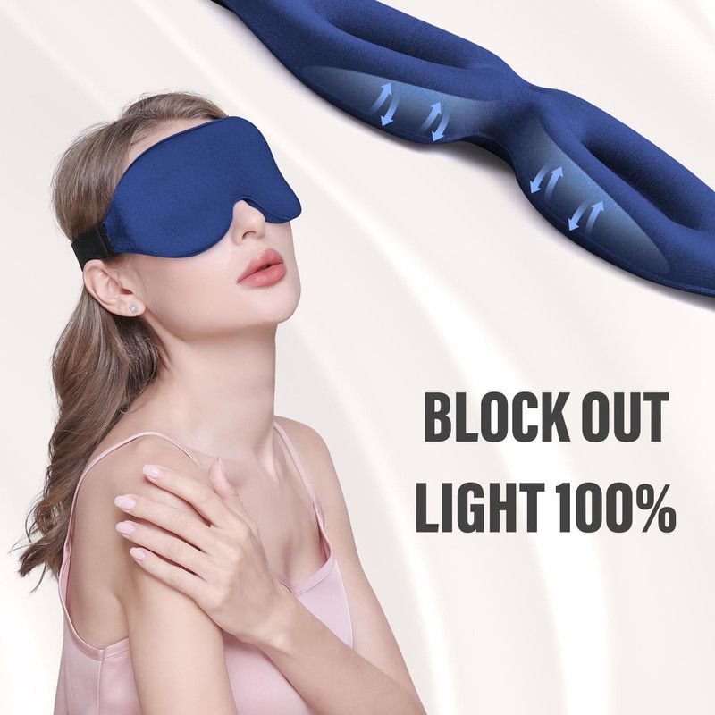3D Deepened Sleep Eye Mask, Integrated Nose Wing, Full Light-Blocking, Breathable Eye Cover for Naps and Travel—Black