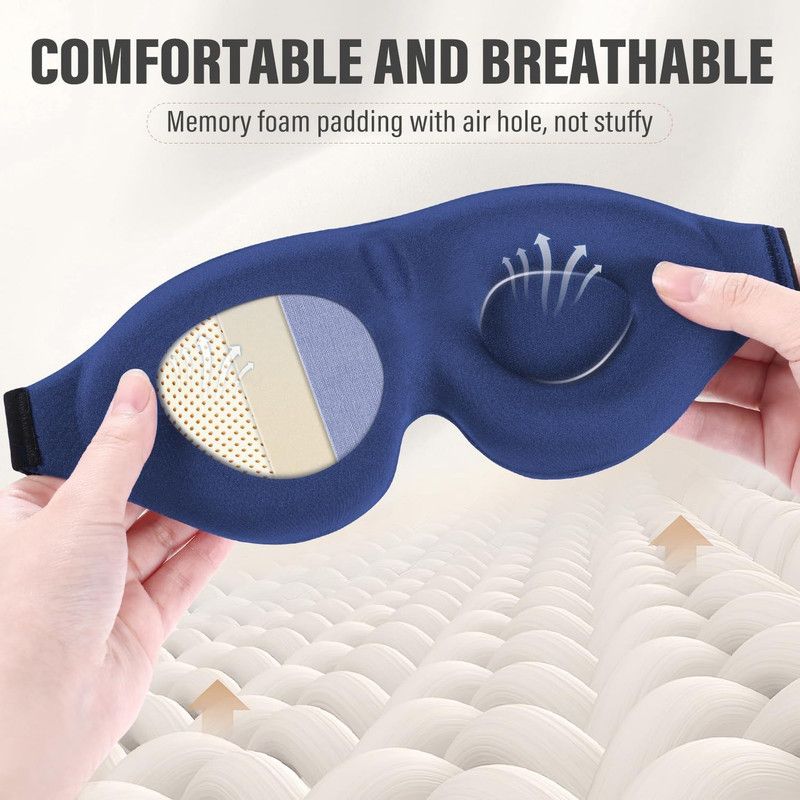 3D Deepened Sleep Eye Mask, Integrated Nose Wing, Full Light-Blocking, Breathable Eye Cover for Naps and Travel—Gray