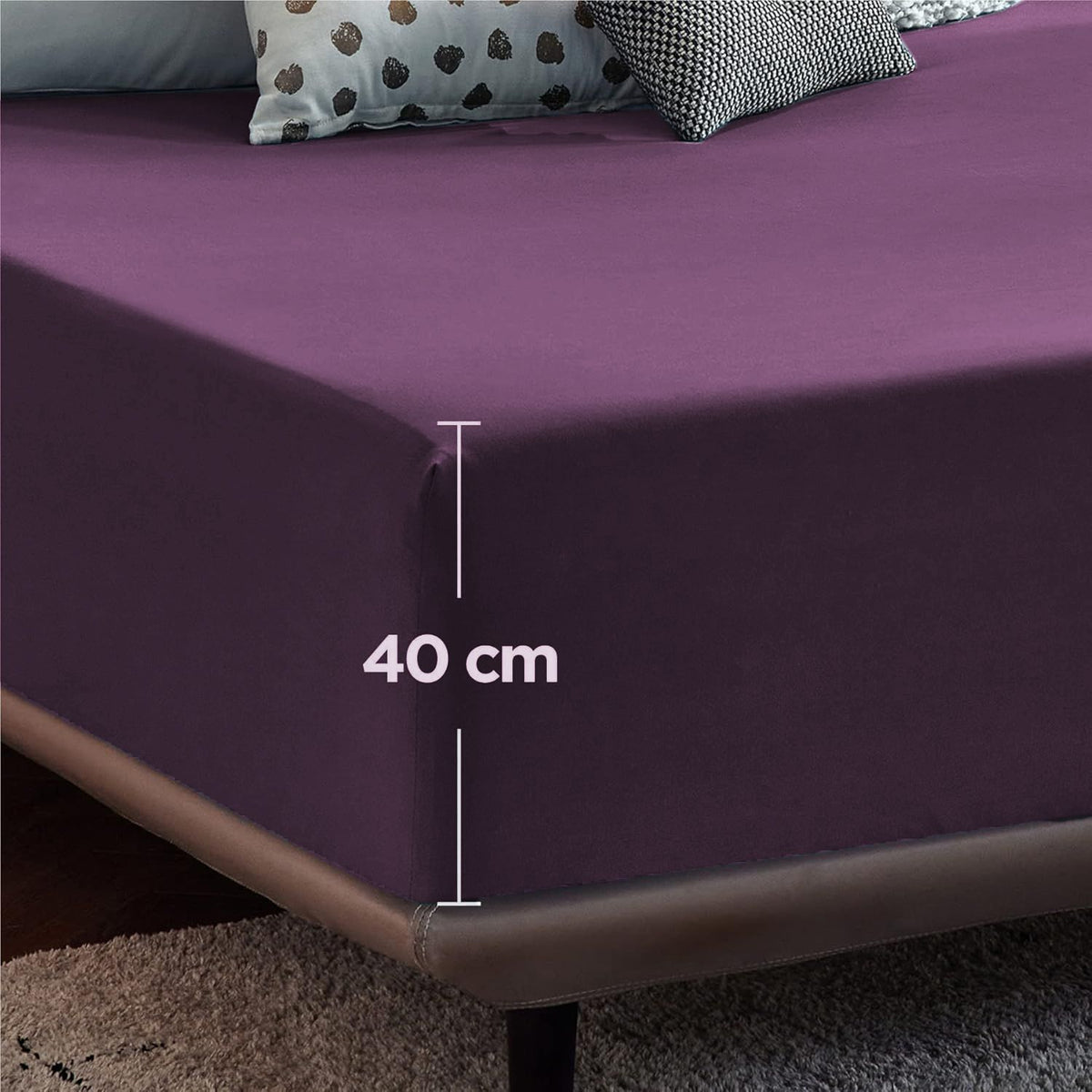 2000TC Hotel Quality Fitted Sheets - 2 Piece Fitted Sheets  -Breathable Bedding - Wrinkle, Fade, Stain Resistant- 16inch/40cm Deep Pocket Fitted Bed Sheets-Wrinkle and Fade Resistant,(Purple,King)