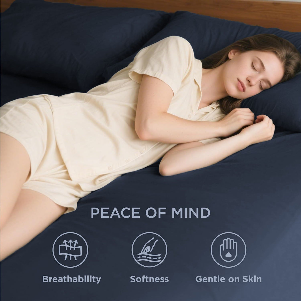2000TC Hotel Quality Fitted Sheets - 2 Piece Fitted Sheets  -Breathable Bedding - Wrinkle, Fade, Stain Resistant- 16inch/40cm Deep Pocket Fitted Bed Sheets-Wrinkle and Fade Resistant,(Navy,Queen)