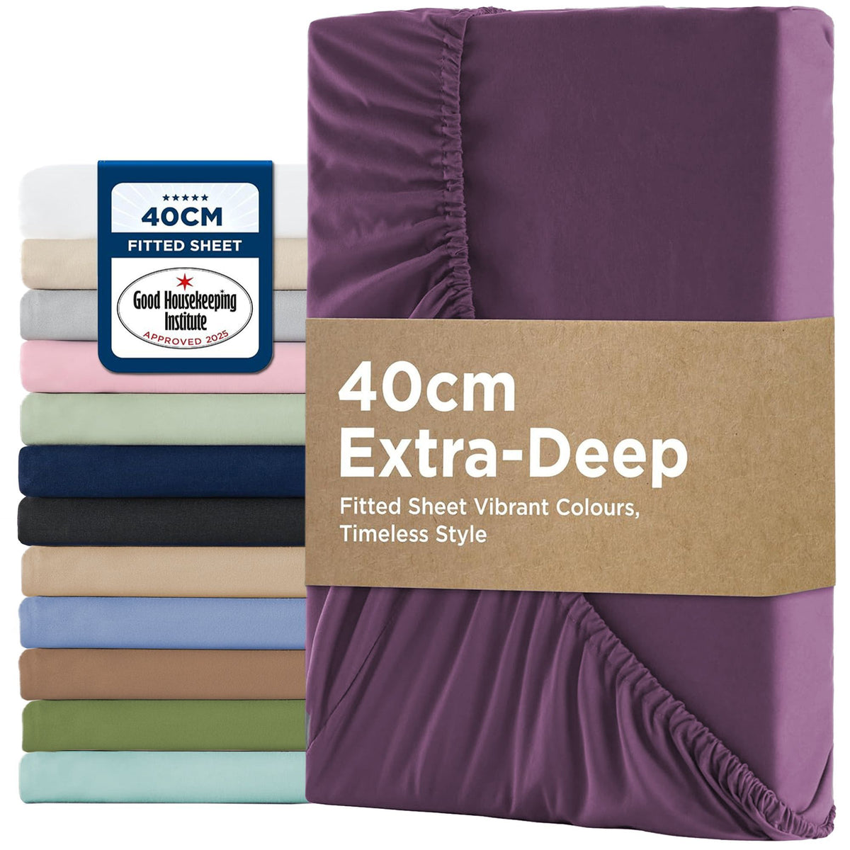 2000TC Hotel Quality Fitted Sheets - 2 Piece Fitted Sheets  -Breathable Bedding - Wrinkle, Fade, Stain Resistant- 16inch/40cm Deep Pocket Fitted Bed Sheets-Wrinkle and Fade Resistant,(Purple,King Single)