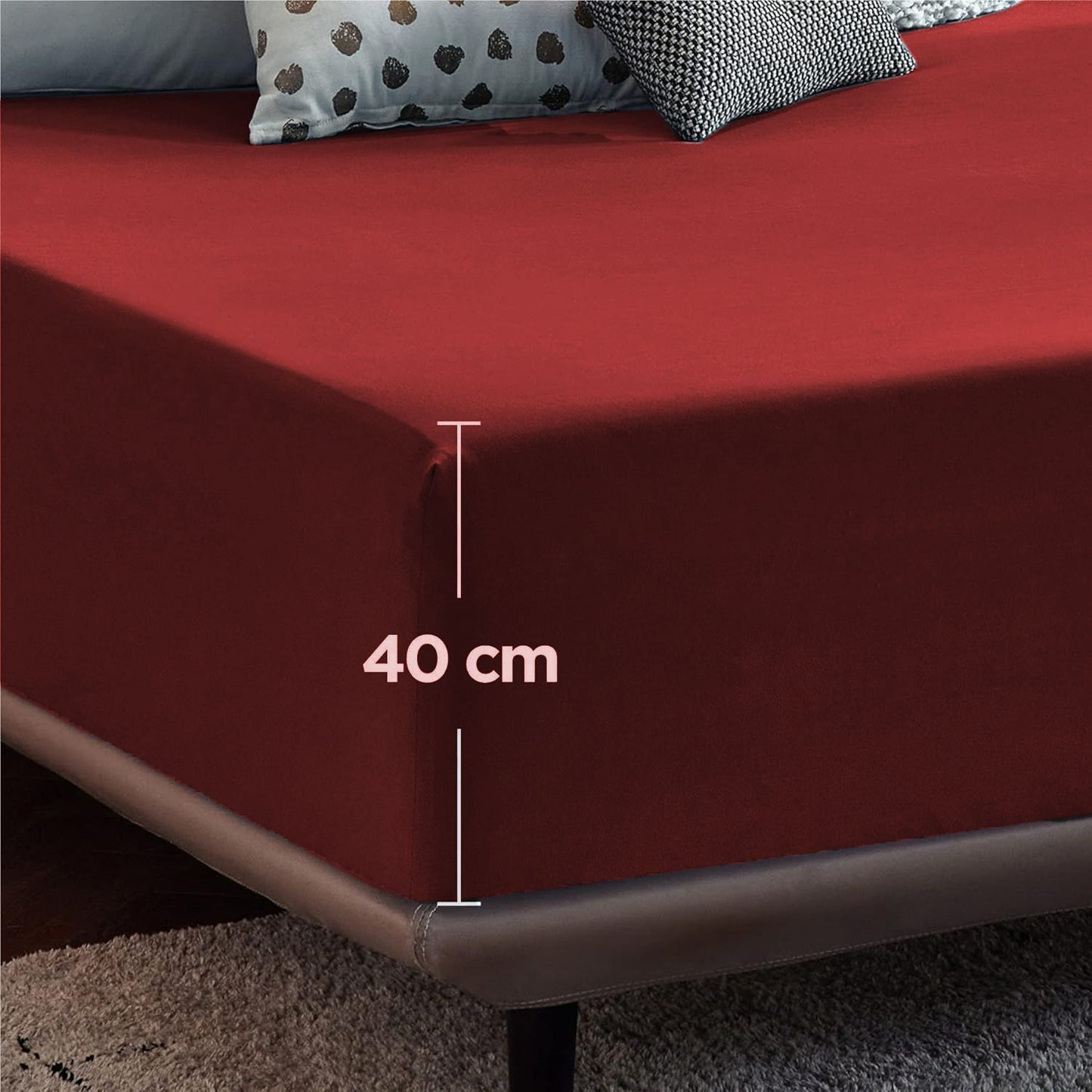 2000TC Hotel Quality Fitted Sheets - 2 Piece Fitted Sheets  -Breathable Bedding - Wrinkle, Fade, Stain Resistant- 16inch/40cm Deep Pocket Fitted Bed Sheets-Wrinkle and Fade Resistant,(Red,Super King)