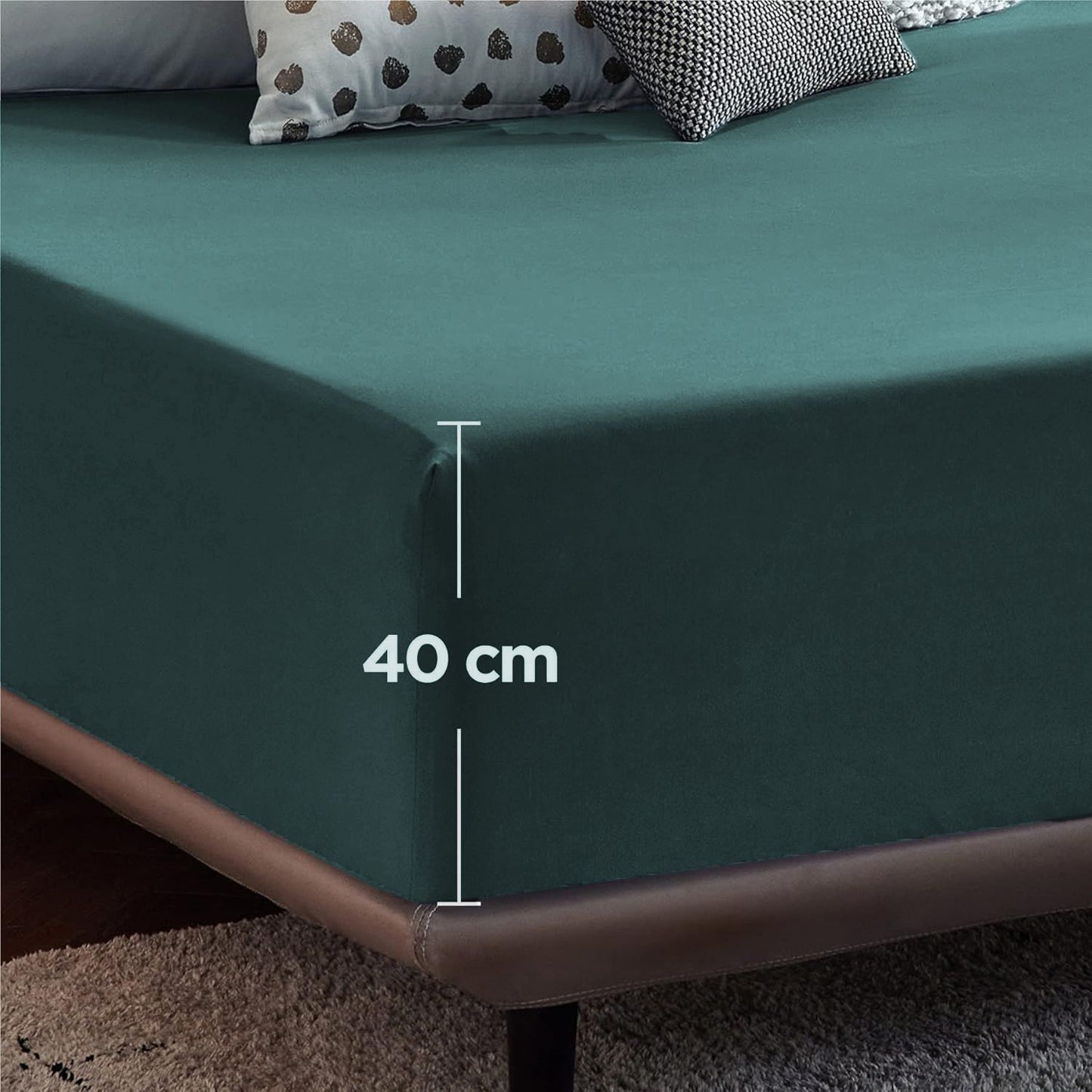 2000TC Hotel Quality Fitted Sheets - 2 Piece Fitted Sheets  -Breathable Bedding - Wrinkle, Fade, Stain Resistant- 16inch/40cm Deep Pocket Fitted Bed Sheets-Wrinkle and Fade Resistant,(Biscay blue,Super King)