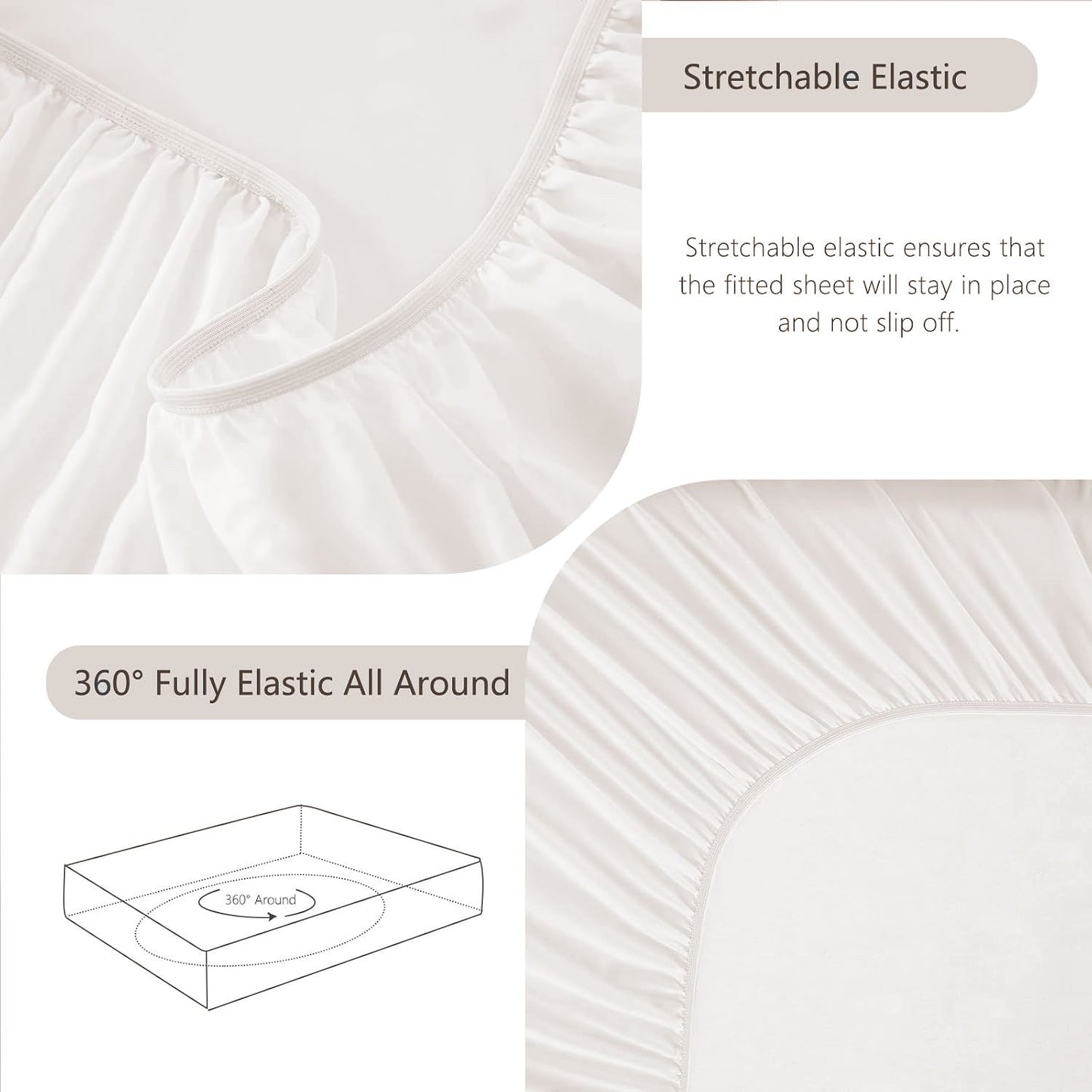 Hotel Soft Bed Sheet Set- Bedding Sheets & Pillowcases -Breathable Bedding - Wrinkle, Fade, Stain Resistant-Deep Pocket Flat Fitted Bed Sheet Set(White,Double)
