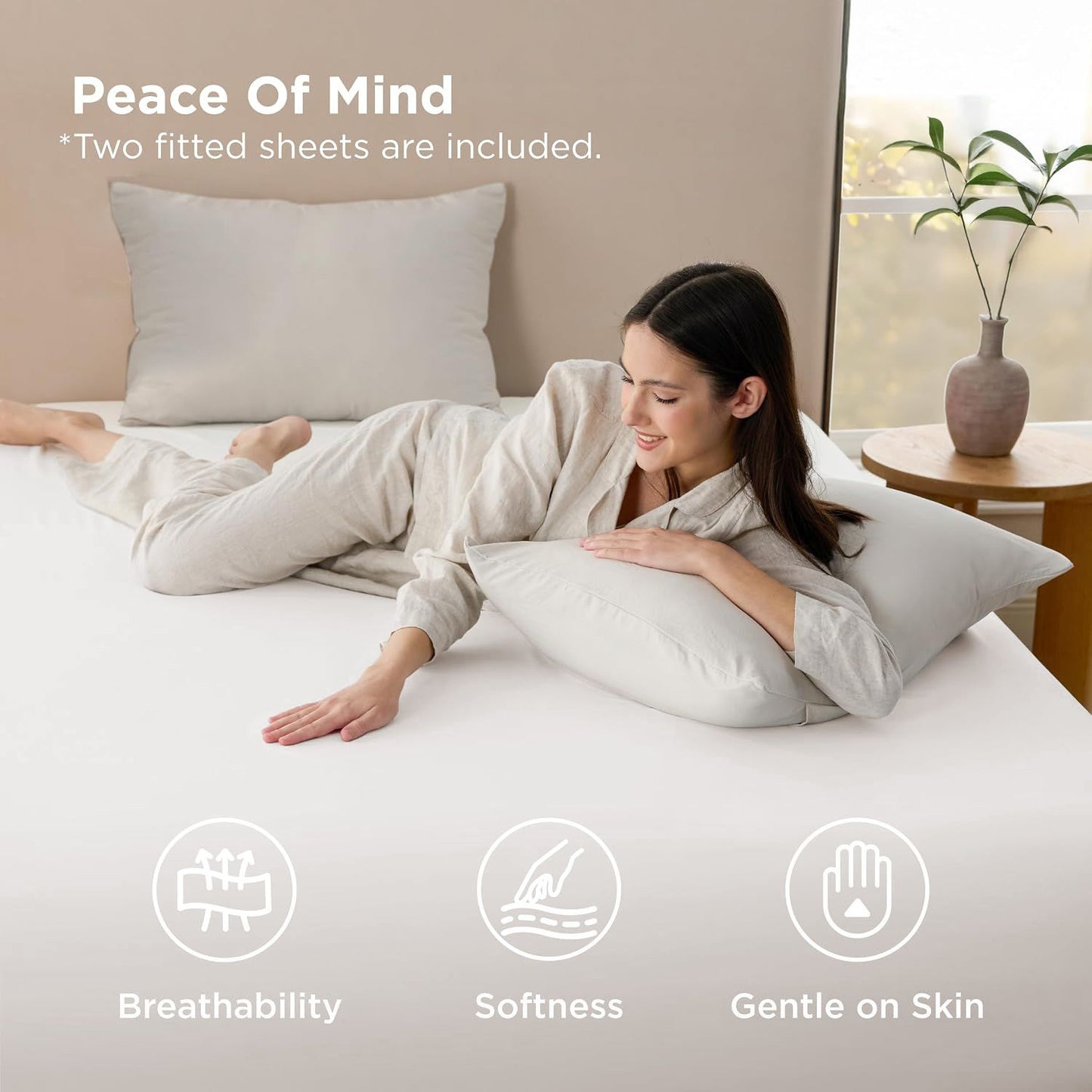 Hotel Soft Bed Sheet Set- Bedding Sheets & Pillowcases -Breathable Bedding - Wrinkle, Fade, Stain Resistant-Deep Pocket Flat Fitted Bed Sheet Set(White,Double)
