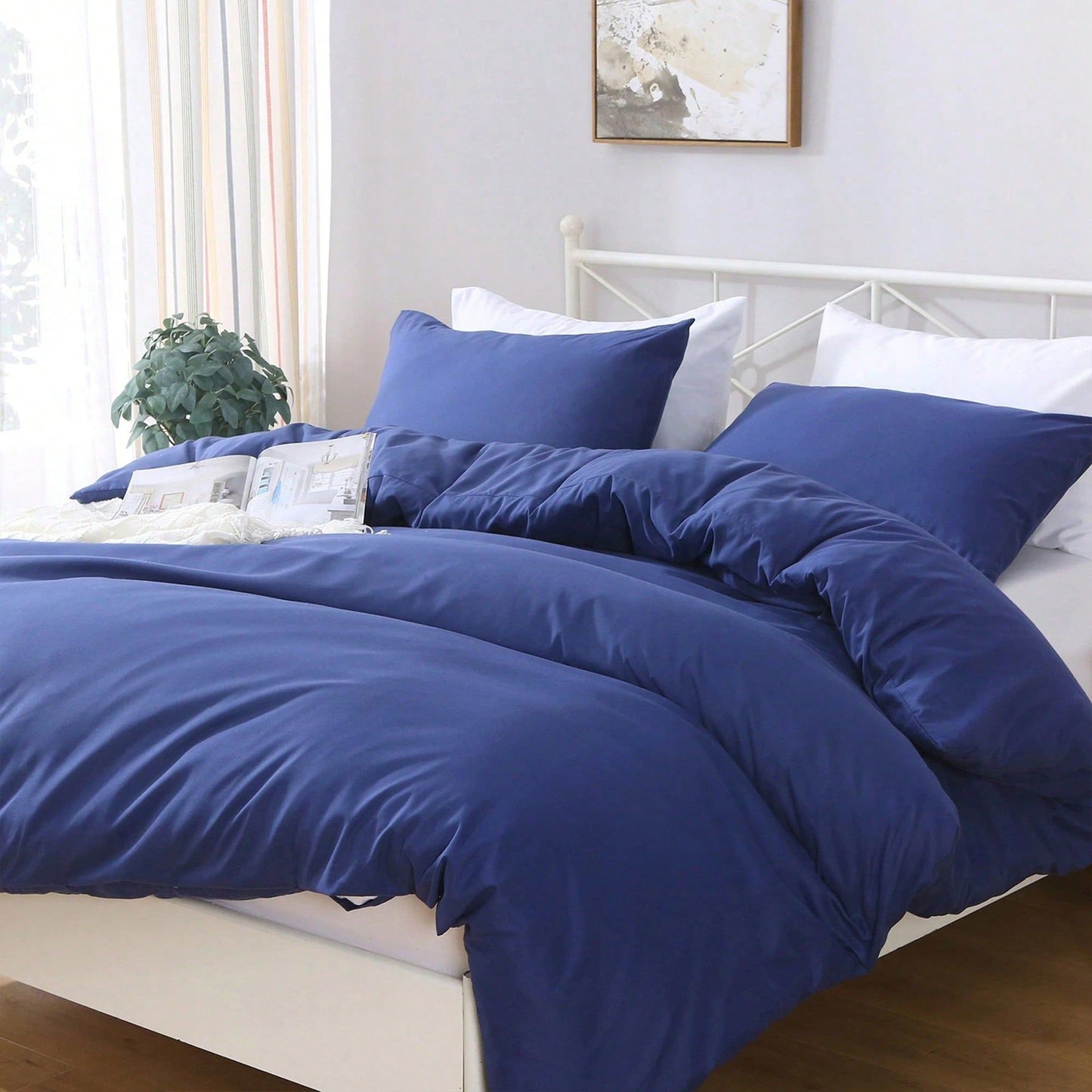 Hotel Soft Microfiber Duvet Cover Set-2000TC Quilt Cover Set & Pillowcases -1 Donna Cover Zipper Closure & 1 x Pillowcases-Breathable Bedding - Wrinkle, Fade, Stain Resistant(Royal blue,Single)