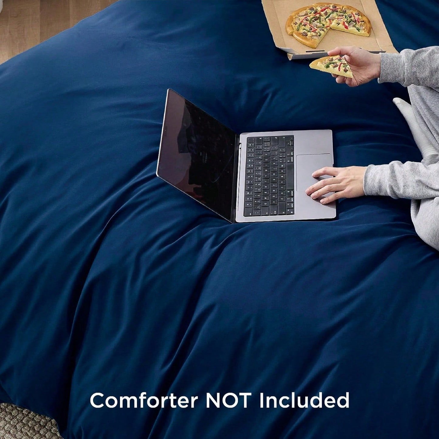 Hotel Soft Microfiber Duvet Cover Set-2000TC Quilt Cover Set & Pillowcases -1 Donna Cover Zipper Closure & 1 x Pillowcases-Breathable Bedding - Wrinkle, Fade, Stain Resistant(Navy,Single)