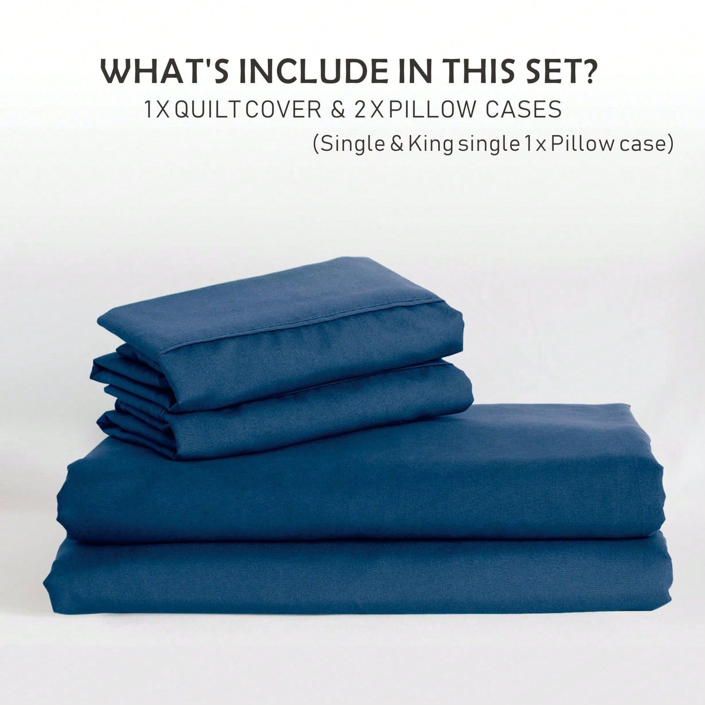 Hotel Soft Microfiber Duvet Cover Set-2000TC Quilt Cover Set & Pillowcases -1 Donna Cover Zipper Closure & 1 x Pillowcases-Breathable Bedding - Wrinkle, Fade, Stain Resistant(Navy,Single)