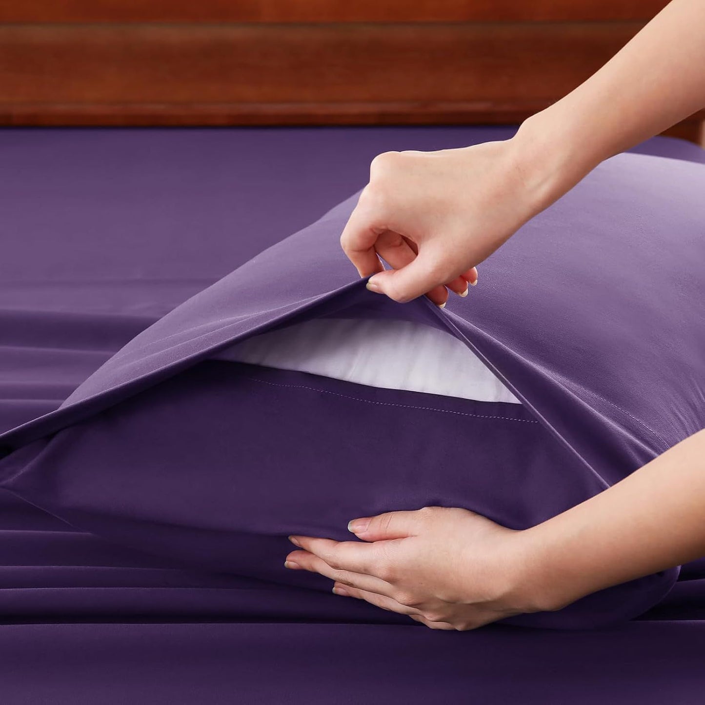Hotel Soft Bed Sheet Set- Bedding Sheets & Pillowcases -Breathable Bedding - Wrinkle, Fade, Stain Resistant-Deep Pocket Flat Fitted Bed Sheet Set(Purple,Single)