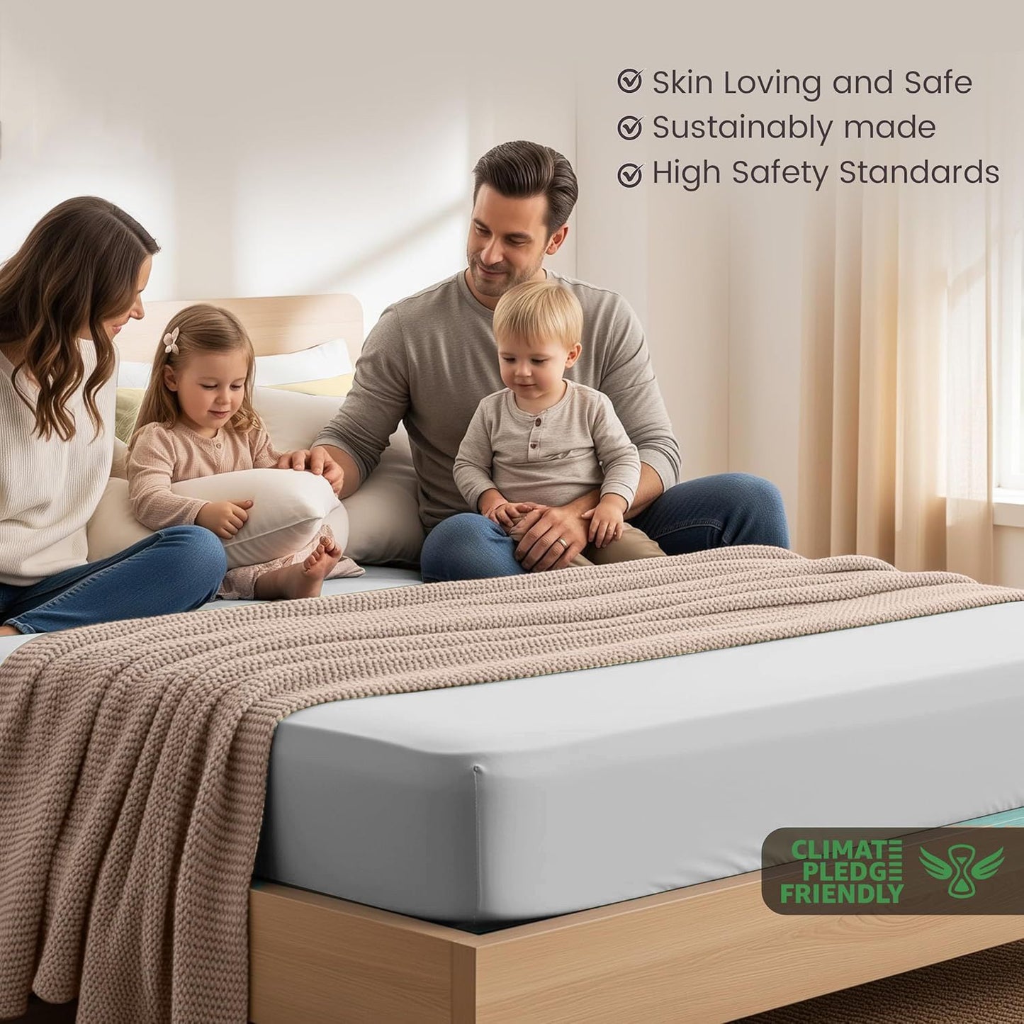 Hotel Quality Fitted Sheet - 1 Piece Fitted Sheet  -Breathable Bedding - Wrinkle, Fade, Stain Resistant- 16inch/40cm Deep Pocket Fitted Bed Sheet-Wrinkle and Fade Resistant,(Silver-gray,Single)