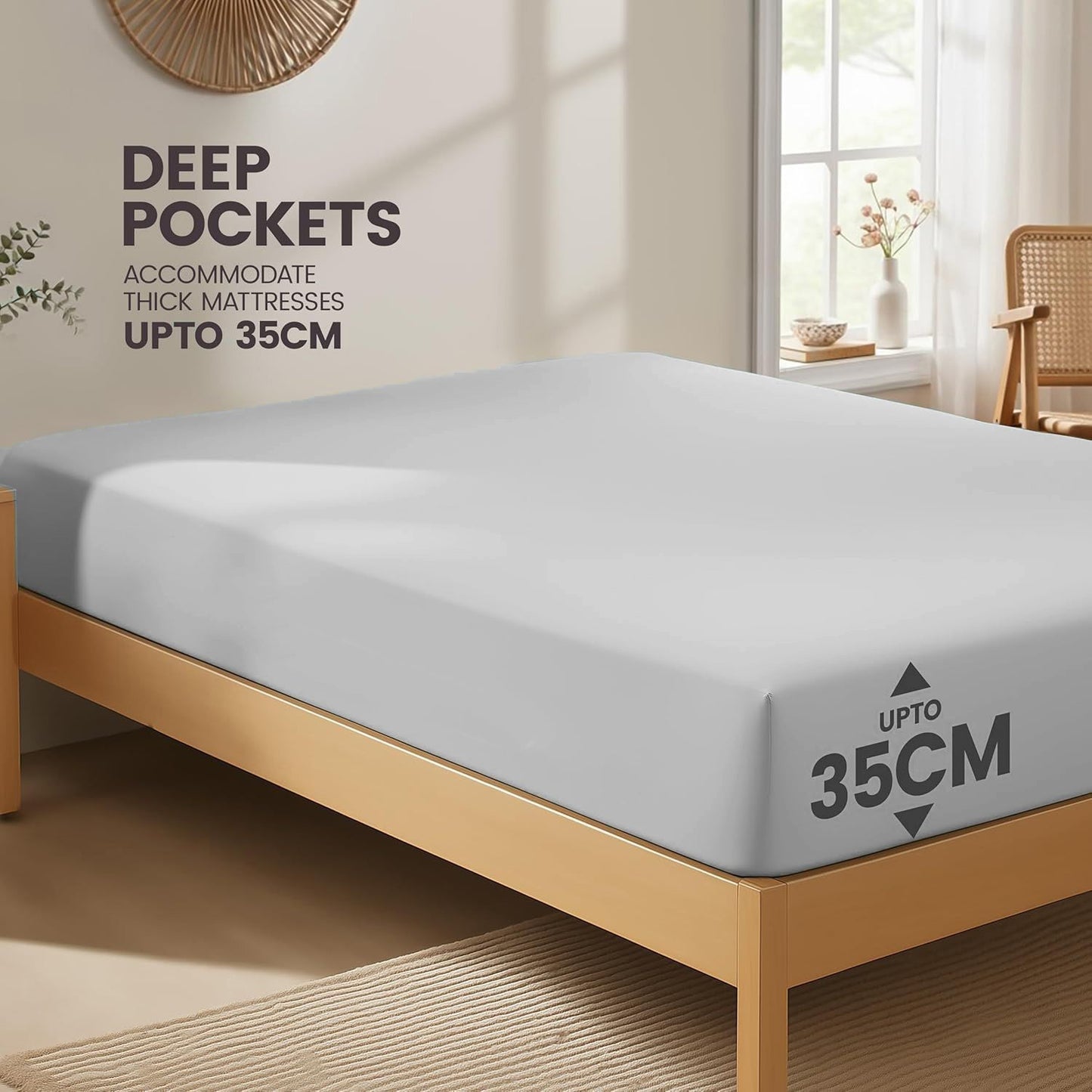 Hotel Quality Fitted Sheet - 1 Piece Fitted Sheet  -Breathable Bedding - Wrinkle, Fade, Stain Resistant- 16inch/40cm Deep Pocket Fitted Bed Sheet-Wrinkle and Fade Resistant,(Silver-gray,Single)