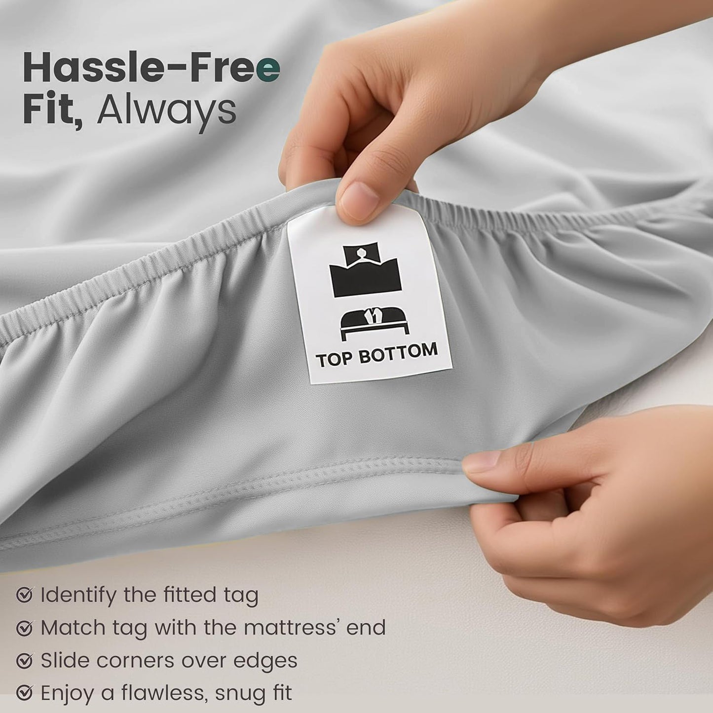 Hotel Quality Fitted Sheet - 1 Piece Fitted Sheet  -Breathable Bedding - Wrinkle, Fade, Stain Resistant- 16inch/40cm Deep Pocket Fitted Bed Sheet-Wrinkle and Fade Resistant,(Silver-gray,Single)