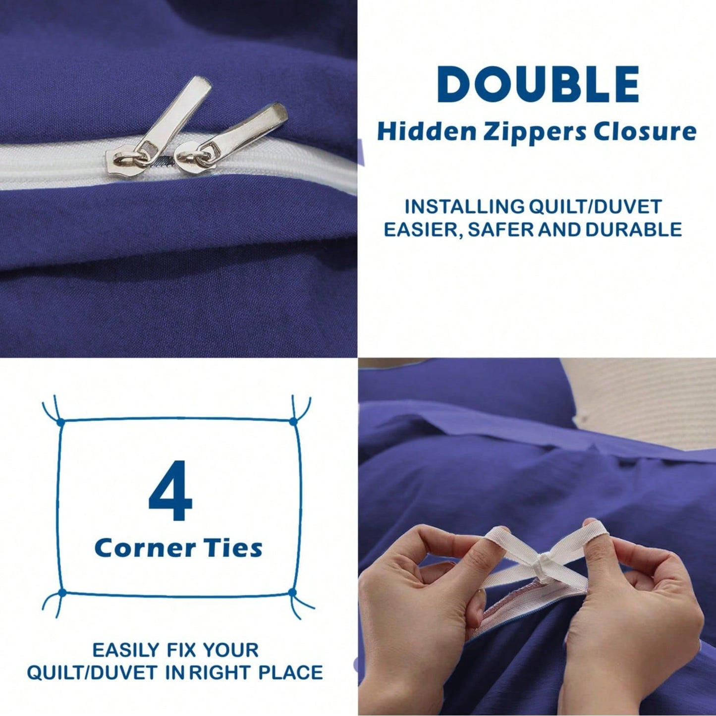 Hotel Soft Microfiber Duvet Cover Set-2000TC Quilt Cover Set & Pillowcases -1 Donna Cover Zipper Closure & 1 x Pillowcases-Breathable Bedding - Wrinkle, Fade, Stain Resistant(Royal blue,Super King)